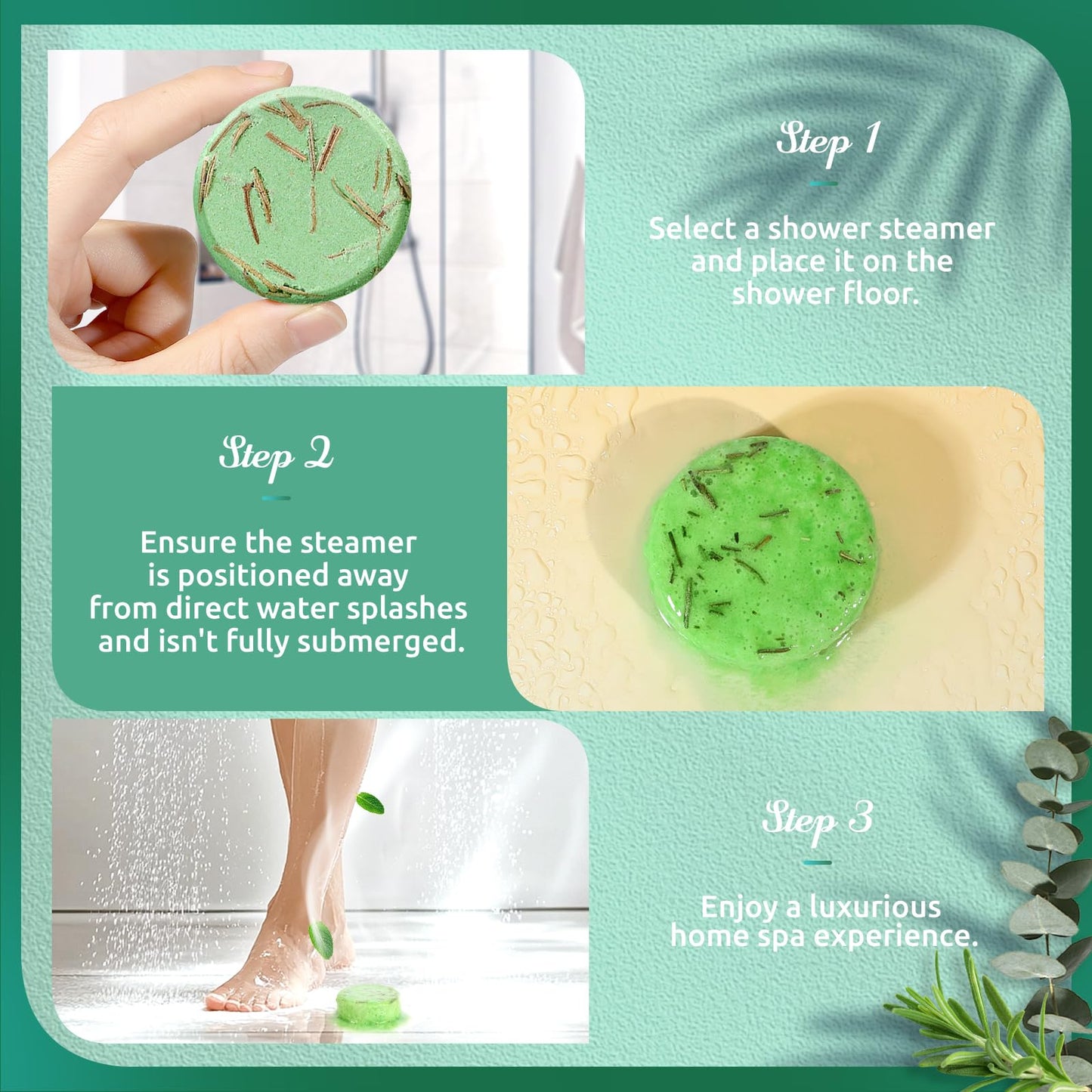 BodyRefresh Shower Steamers Aromatherapy – 8 Pack Eucalyptus Mint | Spa-Style Gift Set