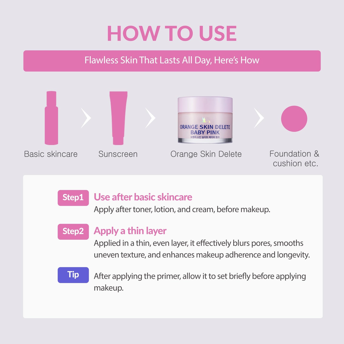 bonamedusa Orange Skin Delete Pore Primer – Baby Pink 30g