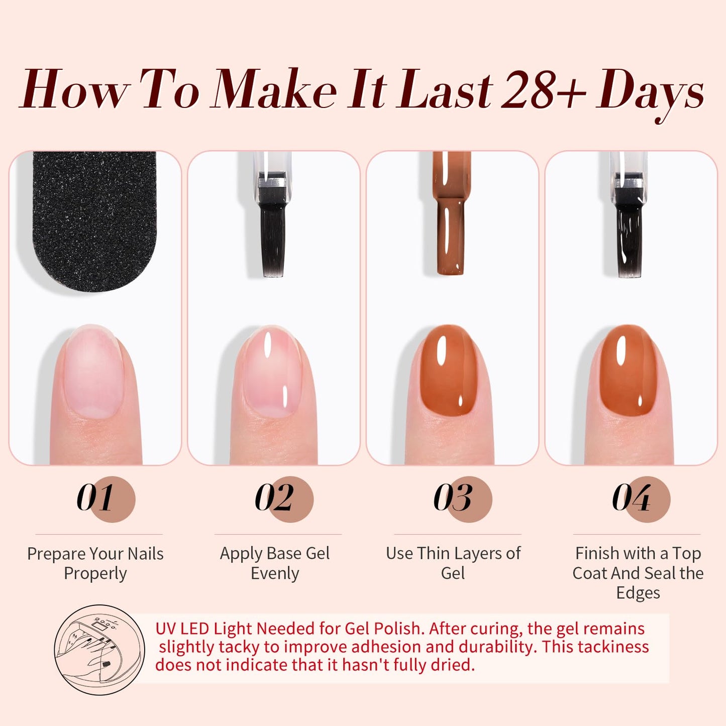 Born Pretty Vernis Gel 6 pièces 7 ml – Ambre Crystal Transparent, Marron, Orange, Rouge, Effet Marbré