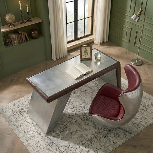 Timothy Oulton Aviator Aviation Desk, Office Desk, Aluminium