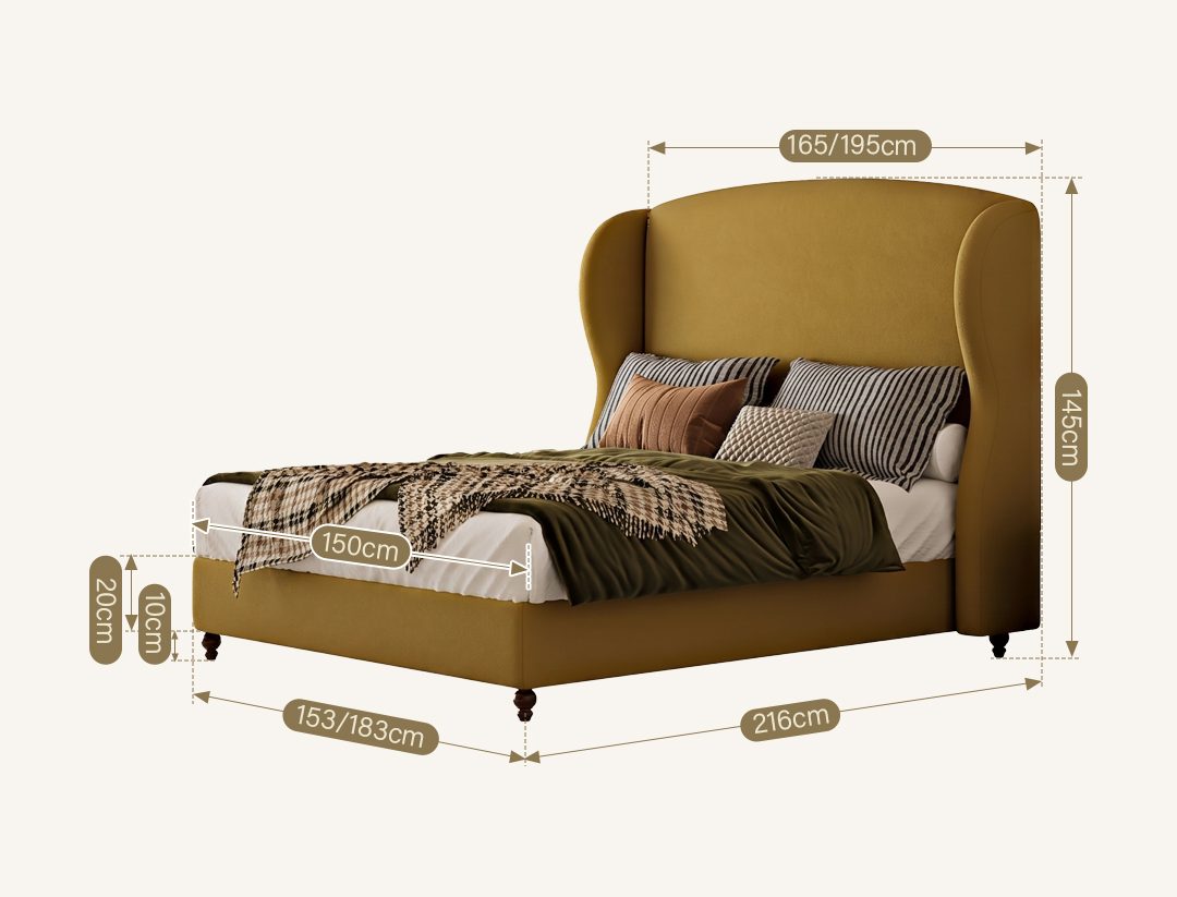 Amara Wingback Double Bed, King Size