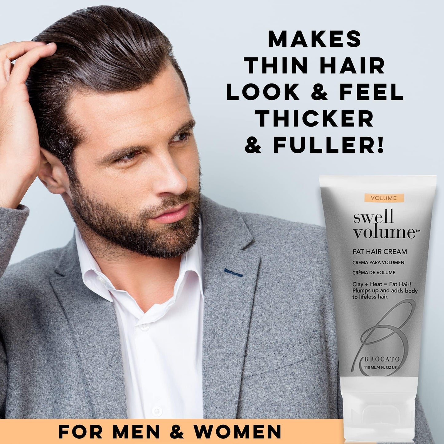 Brocato Swell Volume Hair Cream — 3 Pack, 6 oz | Heat-Activated Volumizing & Thickening Cream