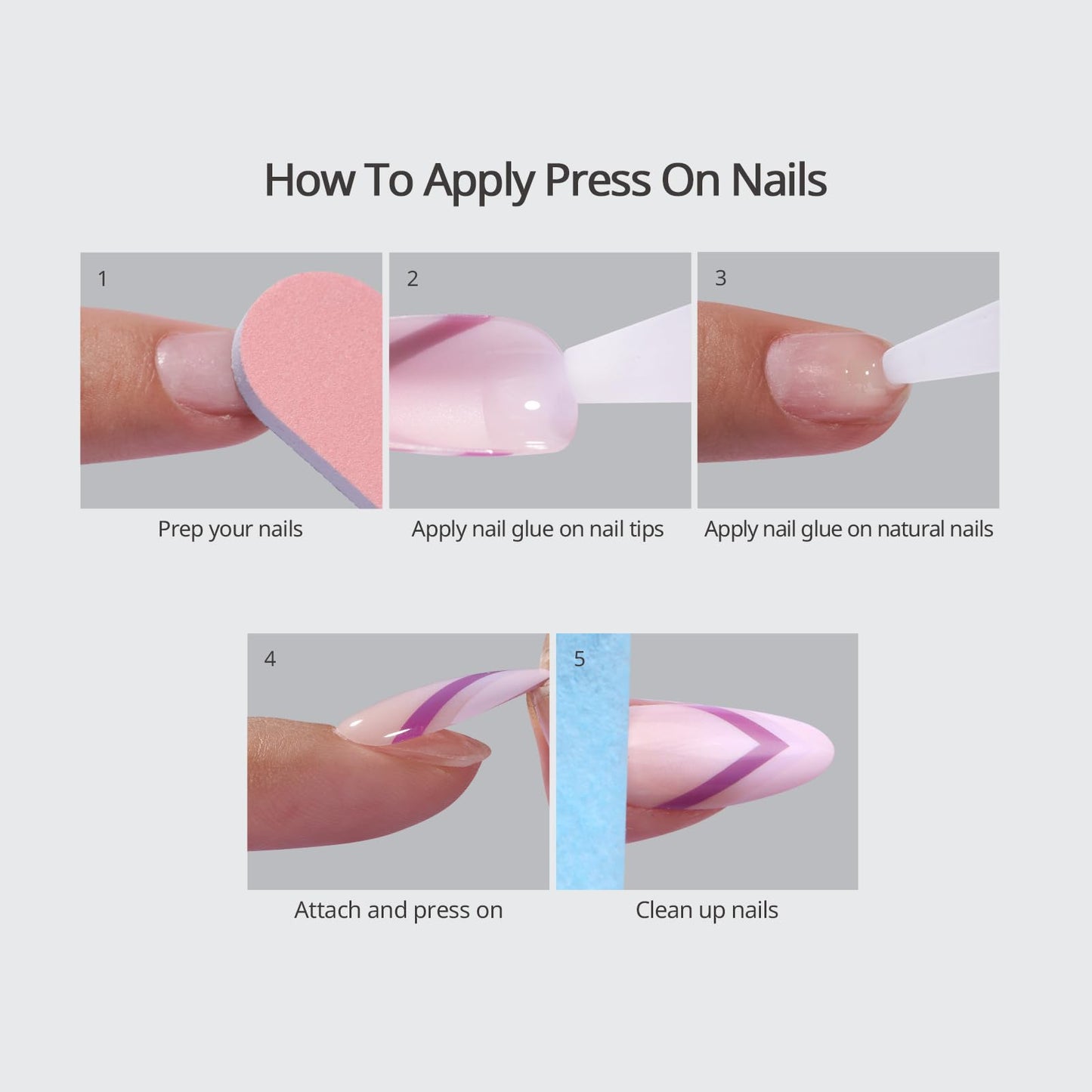 BTArtbox Almond Press On Nails – Medium Gel Nails with 3D Metallic Design, 15 Sizes