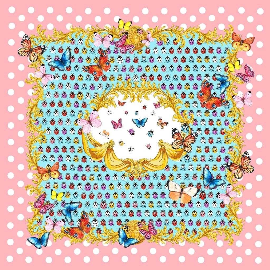 Butterflies Pink Polka Dot Fabric by the Metre