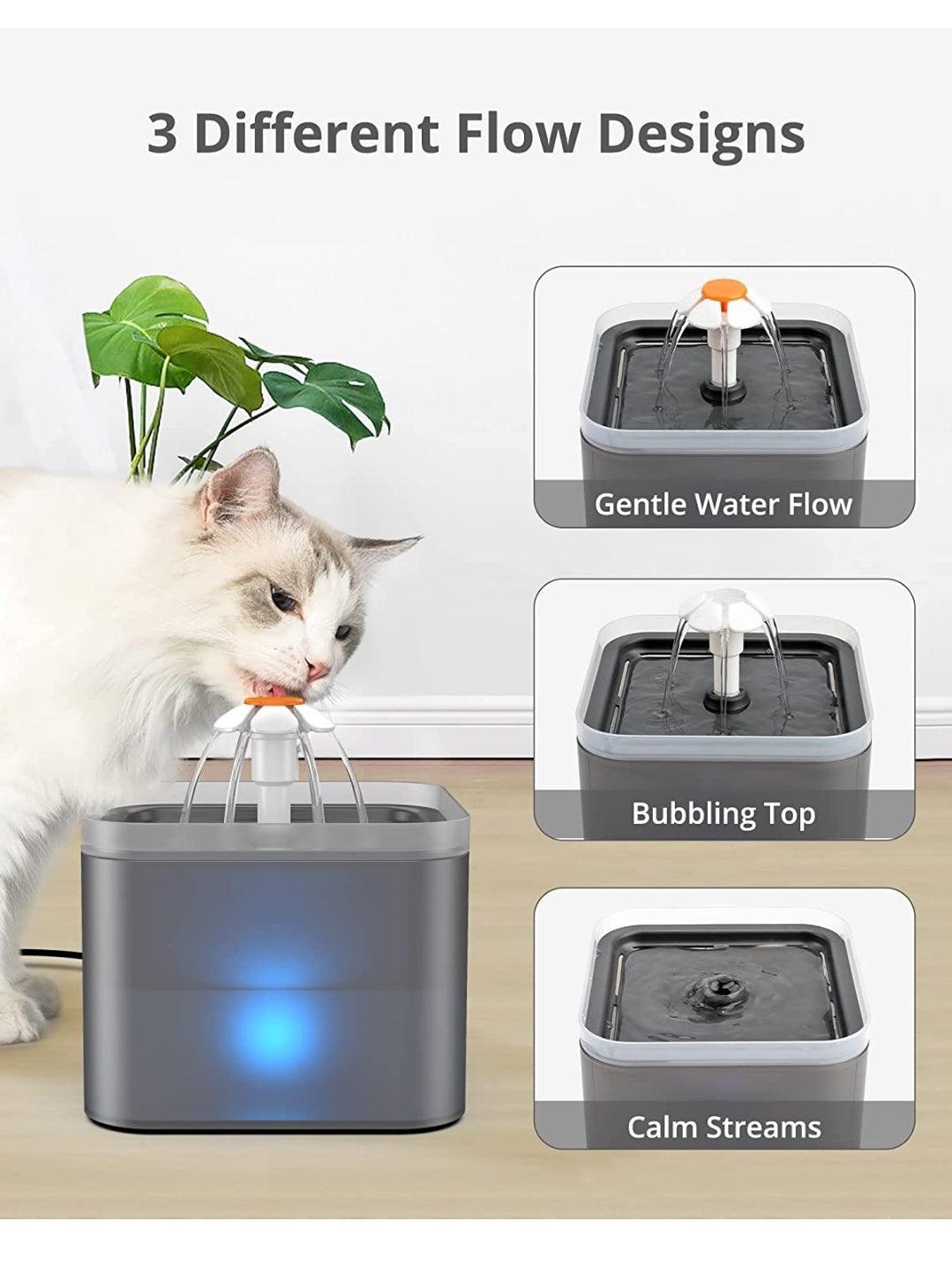 Cat Water Fountain with LED Light and Activated Carbon Filter, 2L