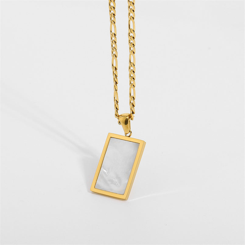 Retro Square Shell Tag Necklace for Women