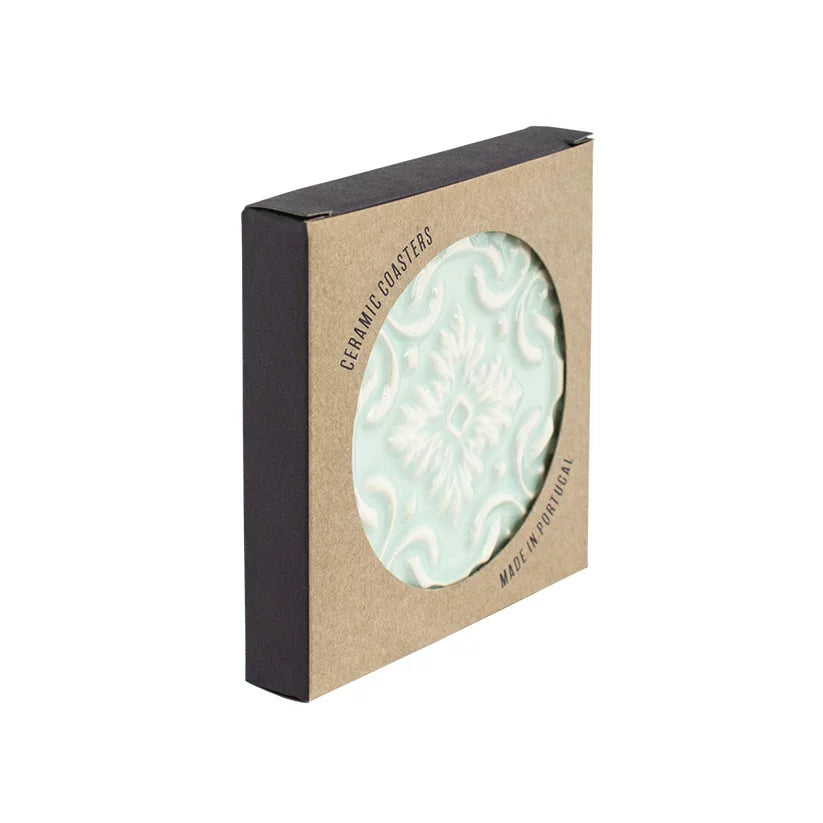 Set of 2 Ceramic Coasters Azulejo | Mint Green