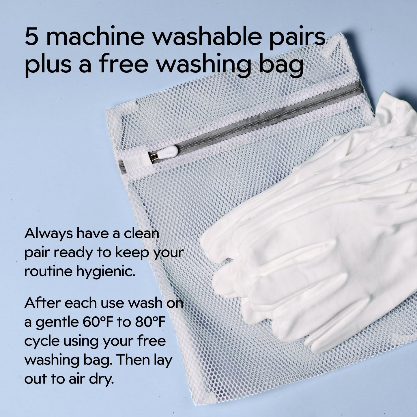 Clearbody Organics Organic Cotton Gloves – 5 Pairs, Large White, Overnight Hydration & Moisturizing for Dry Hands
