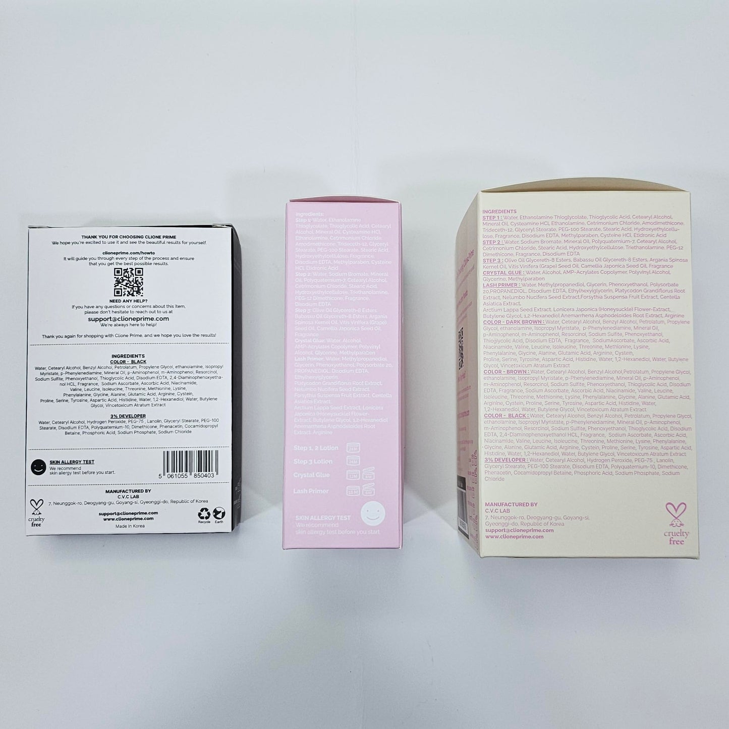 CLIONE PRIME Korean At-Home Lash Lift & Brow Color Kit — Temporary, Gentle Vitamin C Formula