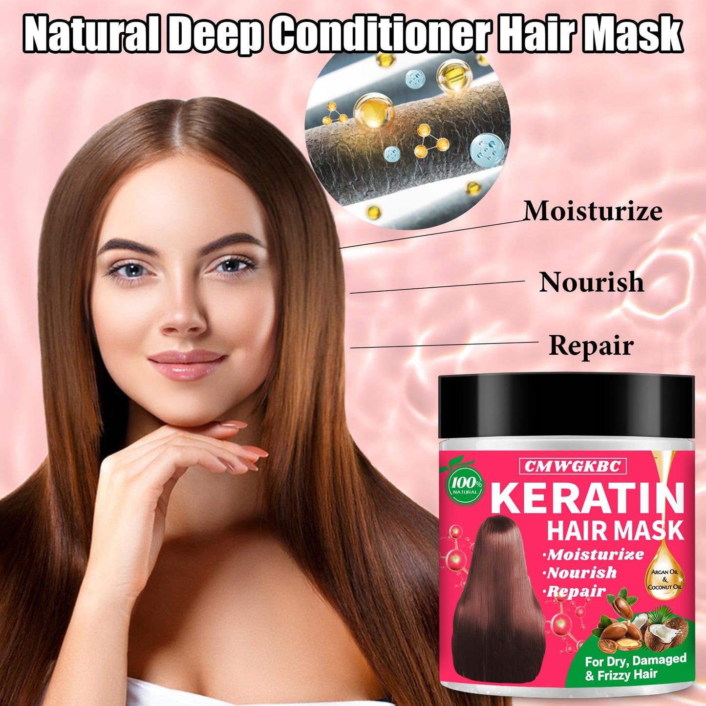 CMWGKBC Collagen & Keratin Hair Mask for Damaged Hair | Deep Hydration for All Hair Types