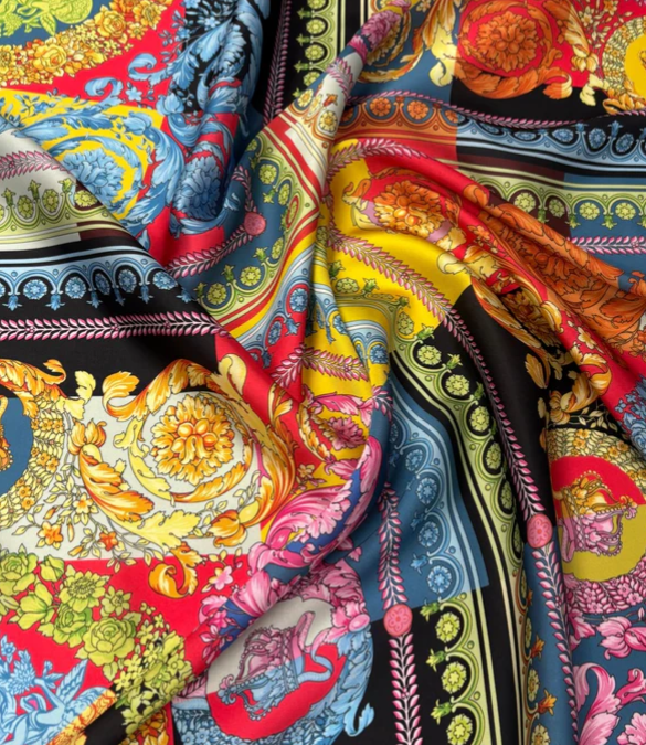 Colorful Baroque Pattern Italian Fabric by Metre
