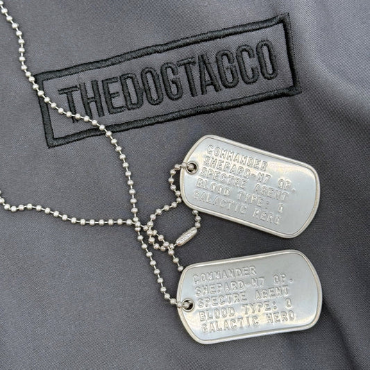 'COMMANDER SHEPARD' Inspired US Military DOG TAGS- Collector's Pendant Necklace
