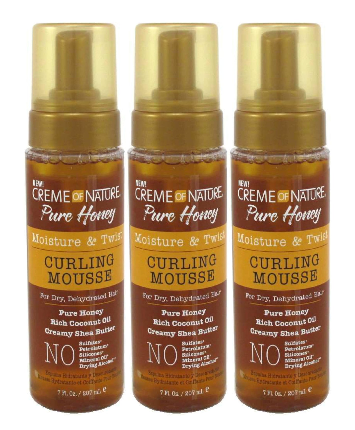 Creme Of Nature Pure Honey Curling Mousse 7 Ounce Pump — Pack of 3