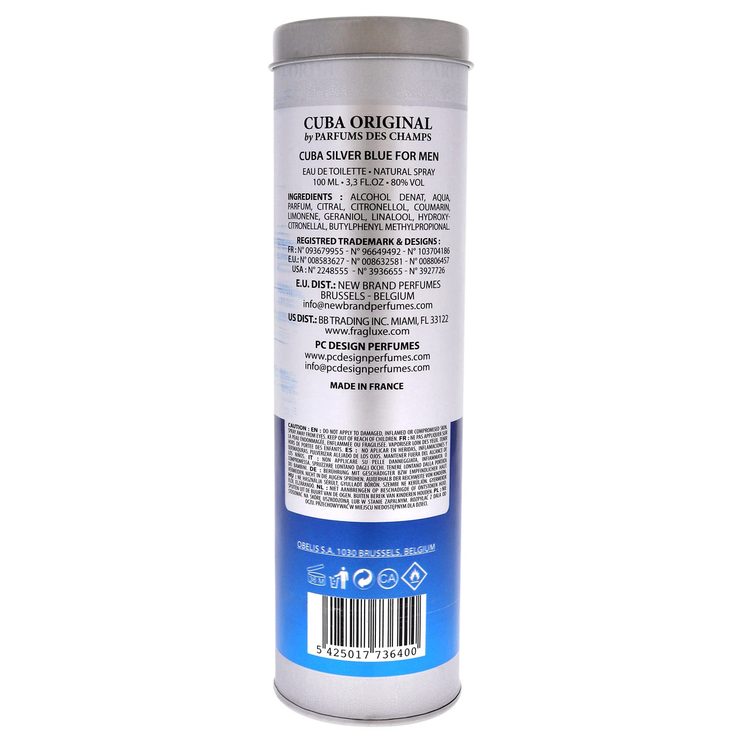 Cuba Silver Blue Eau de Toilette for Men – 3.3 oz EDT Spray | Woody Floral Musk
