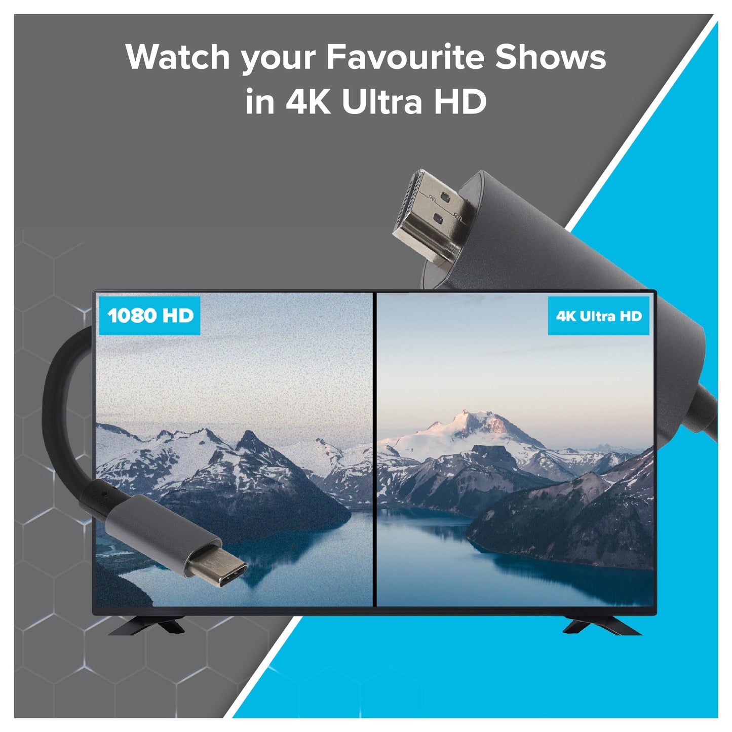 Maplin USB-C to HDMI Cable (Supports 4K Ultra HD @ 60Hz) - Black, 5m