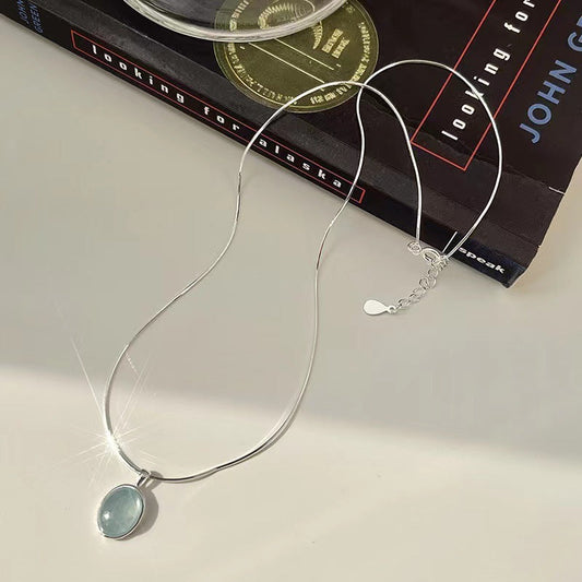 Oval Water Drop Pendant Necklace