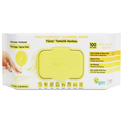 Deep Fresh Multi Surface Cleaning Wet Wipes Lemon 12 Packs x 100 Pcs