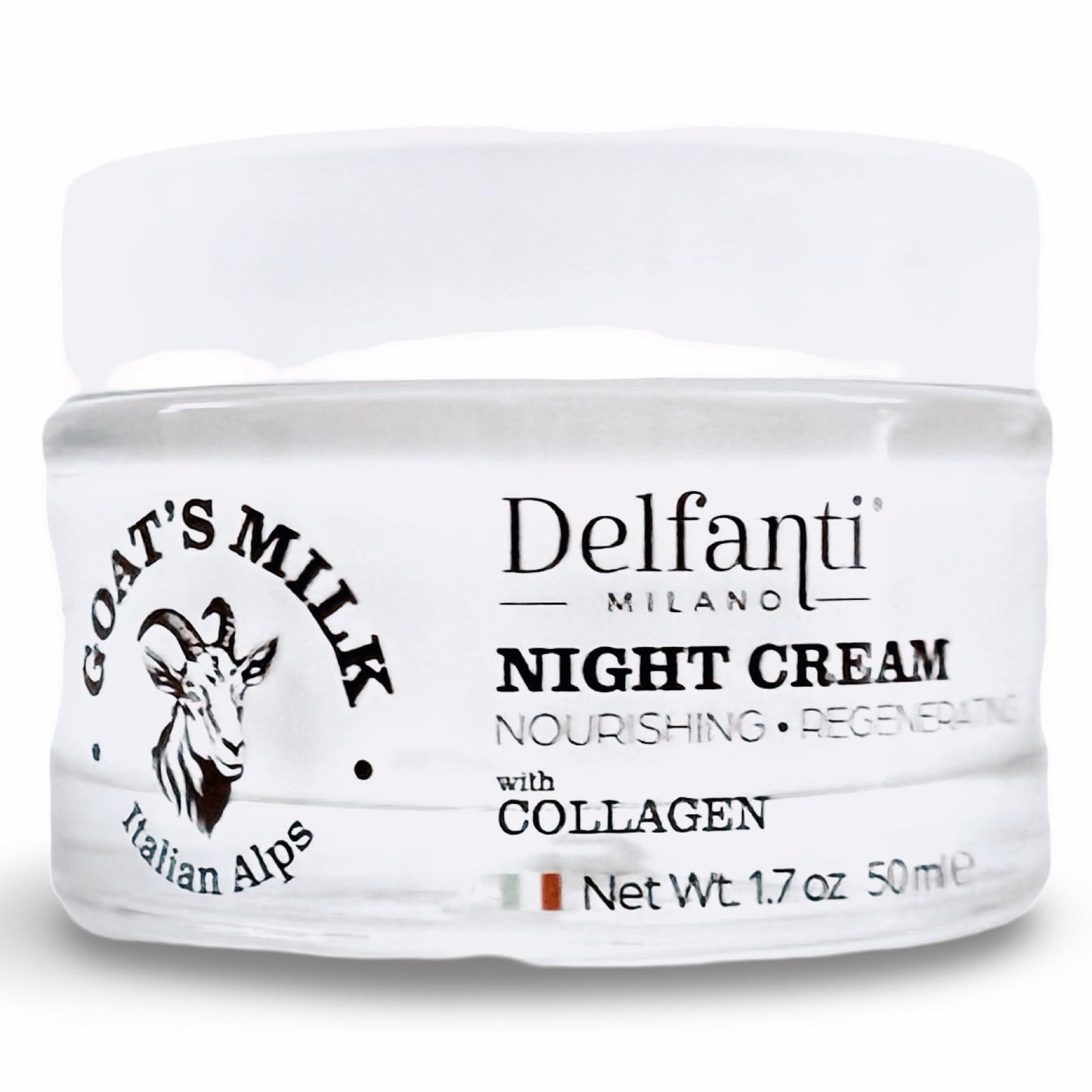 Delfanti-Milano GOAT'S MILK with COLLAGEN Nourishing & Regenerating Night Cream – Face & Neck Moisturizer | Made in Italy