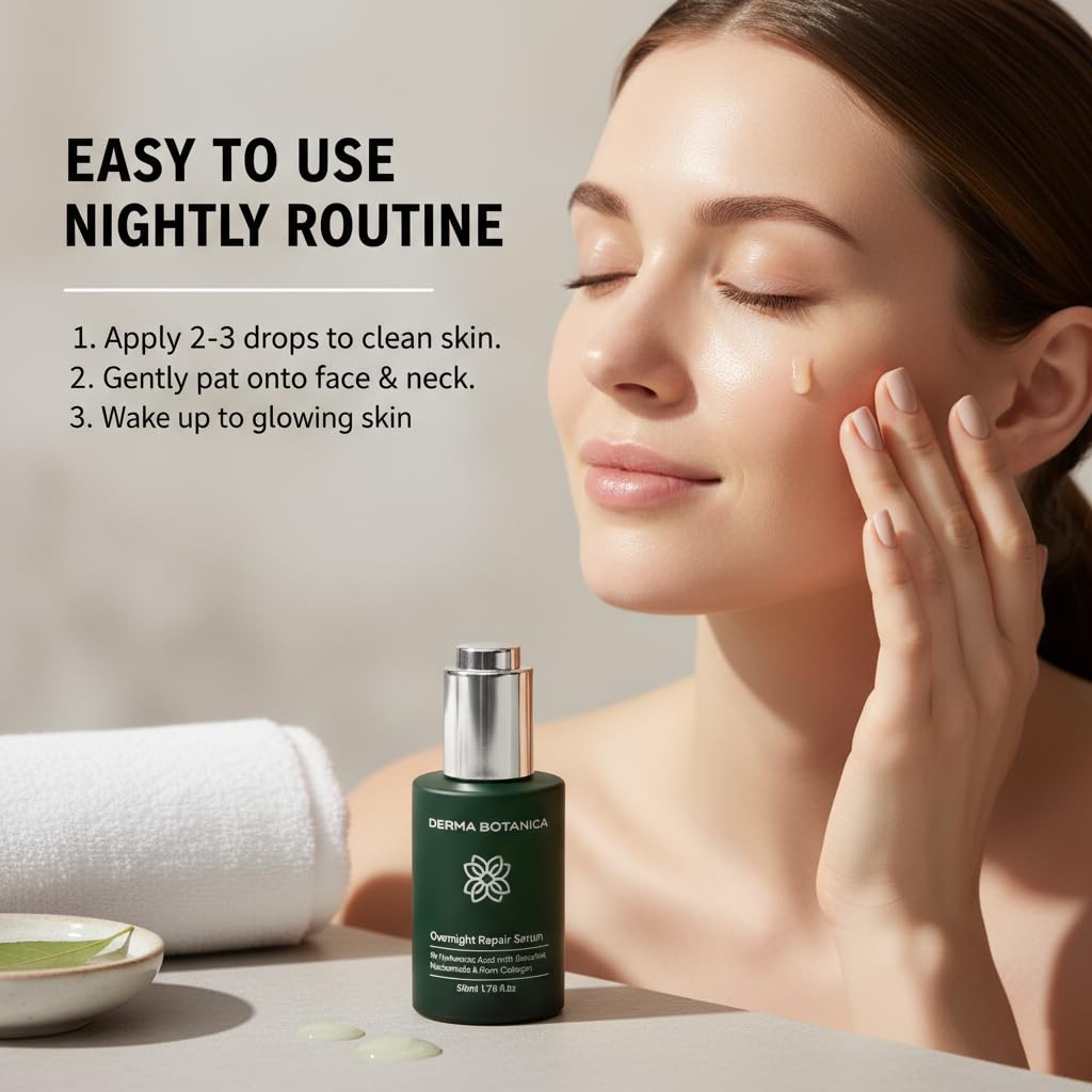 Derma Botanica Overnight Repair Serum — Multi-Molecular Hyaluronic Acid, Bakuchiol & Niacinamide | 1.76 fl oz