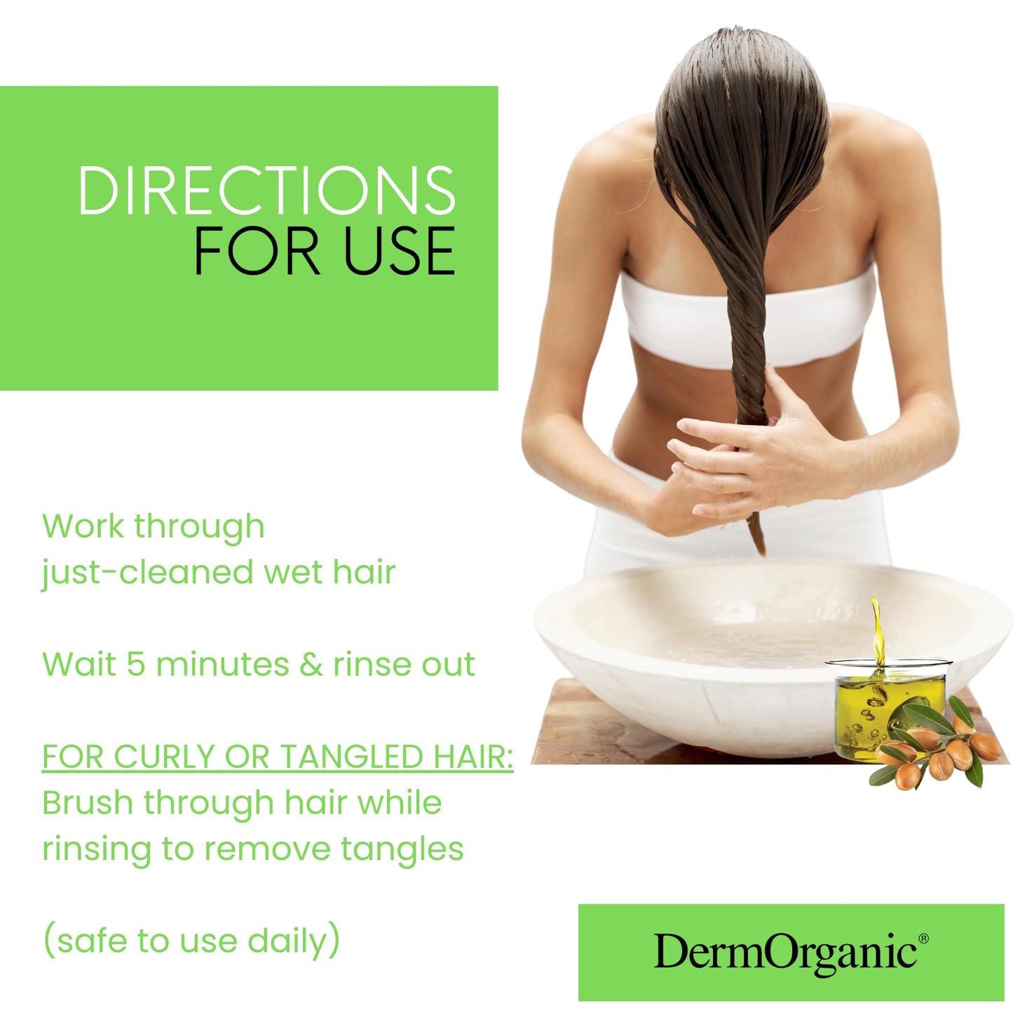 DermOrganic Daily Hydrating Conditioner for Dry Hair – 33.8 oz | Sulfate-Free Argan Oil Care