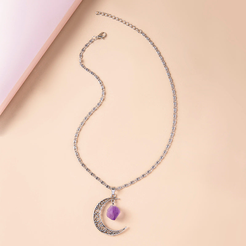 Vintage Purple Moon Necklace