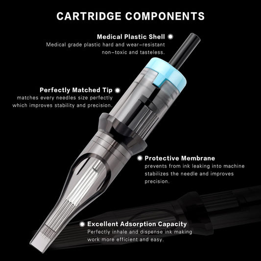 DISCOVER DEVICE 20pc Tattoo Cartridges – Membrane Safety, Curved Magnum 1213CM