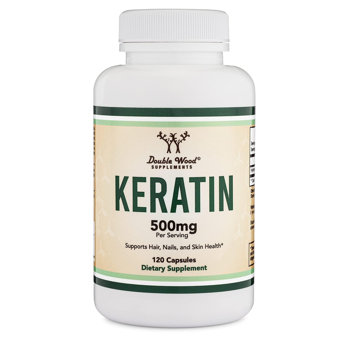 Double Wood Keratin Hair Growth Vitamin, 500mg per Serving, 120 Pills – Vegan Safe