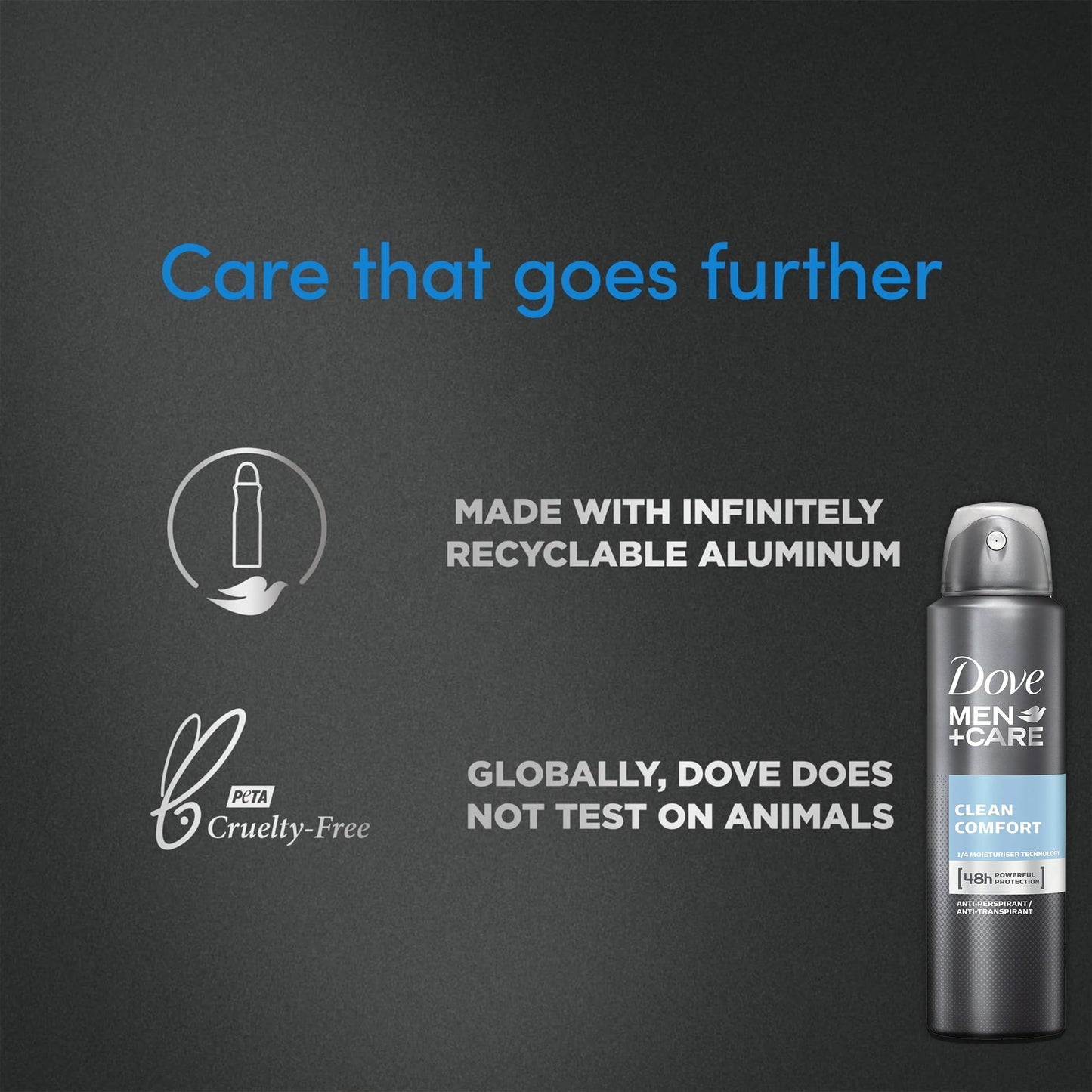 Dove Men+Care Clean Comfort Antiperspirant Spray – 6 Pack, 48H Protection