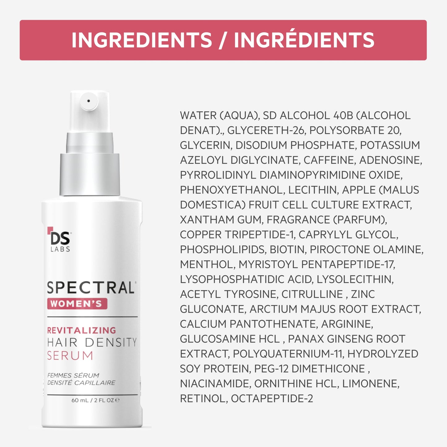 DS Labs Spectral Women's Hair Density Serum Pack of 3 – Lightweight Leave-In for Fuller Hair (60 mL)