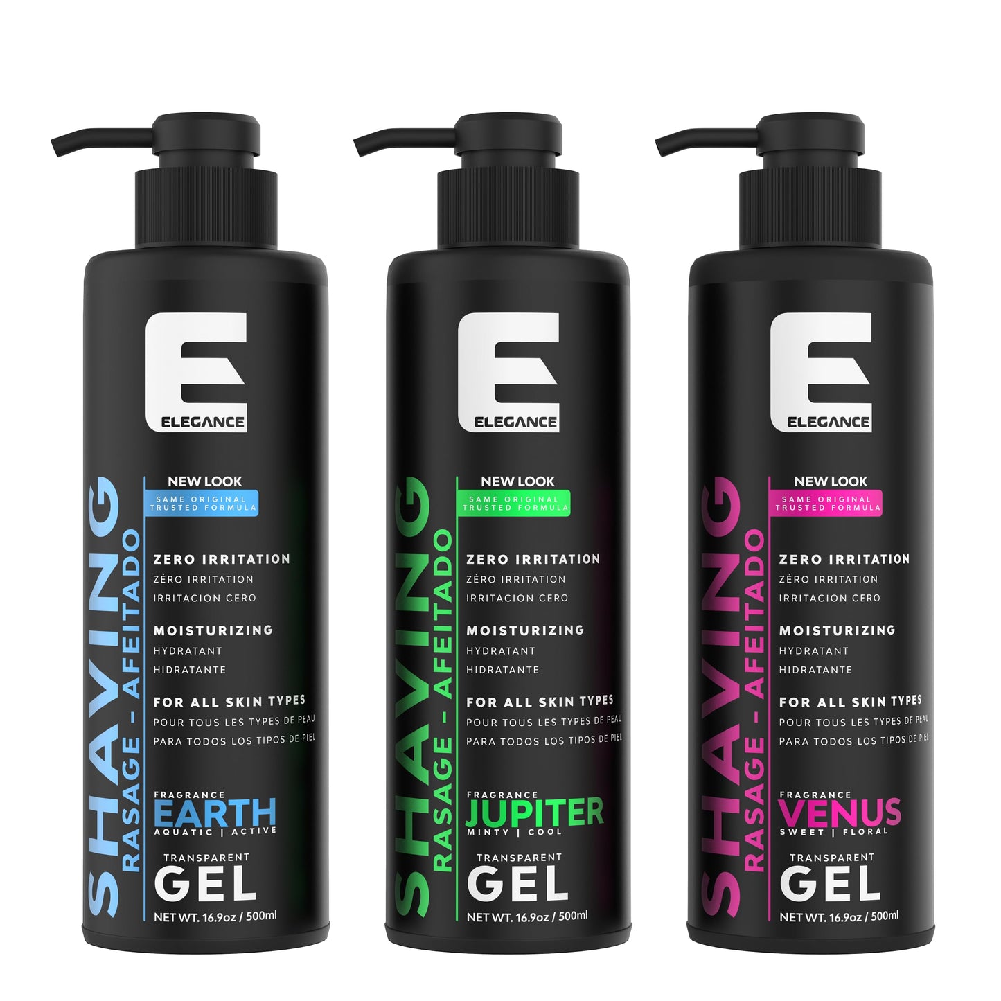 E Elegance Transparent Shaving Gel – Aquatic & Earth Fragrances, 16.9 oz