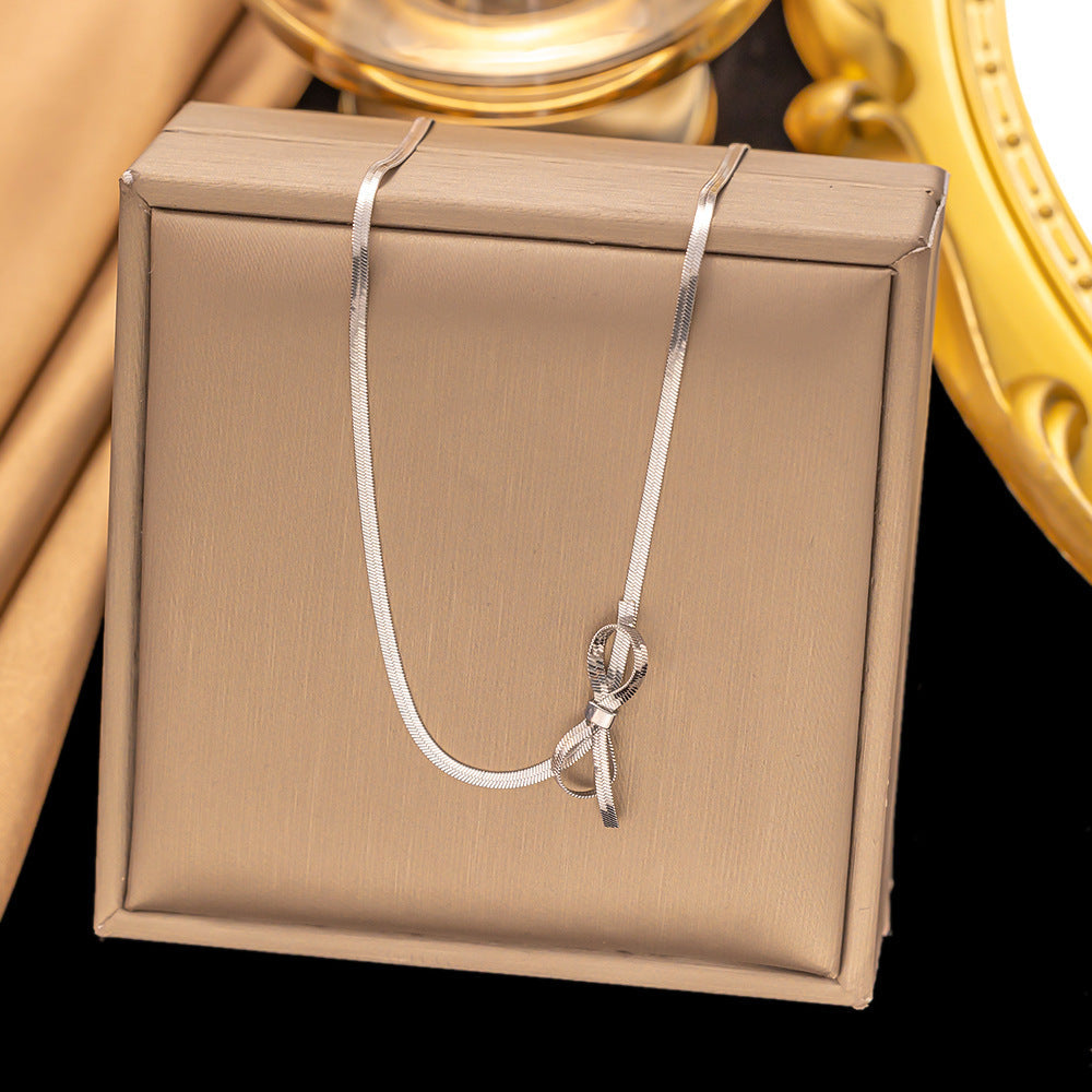 Bowknot Snake Chain Necklace, Bracelet, Earring Set
