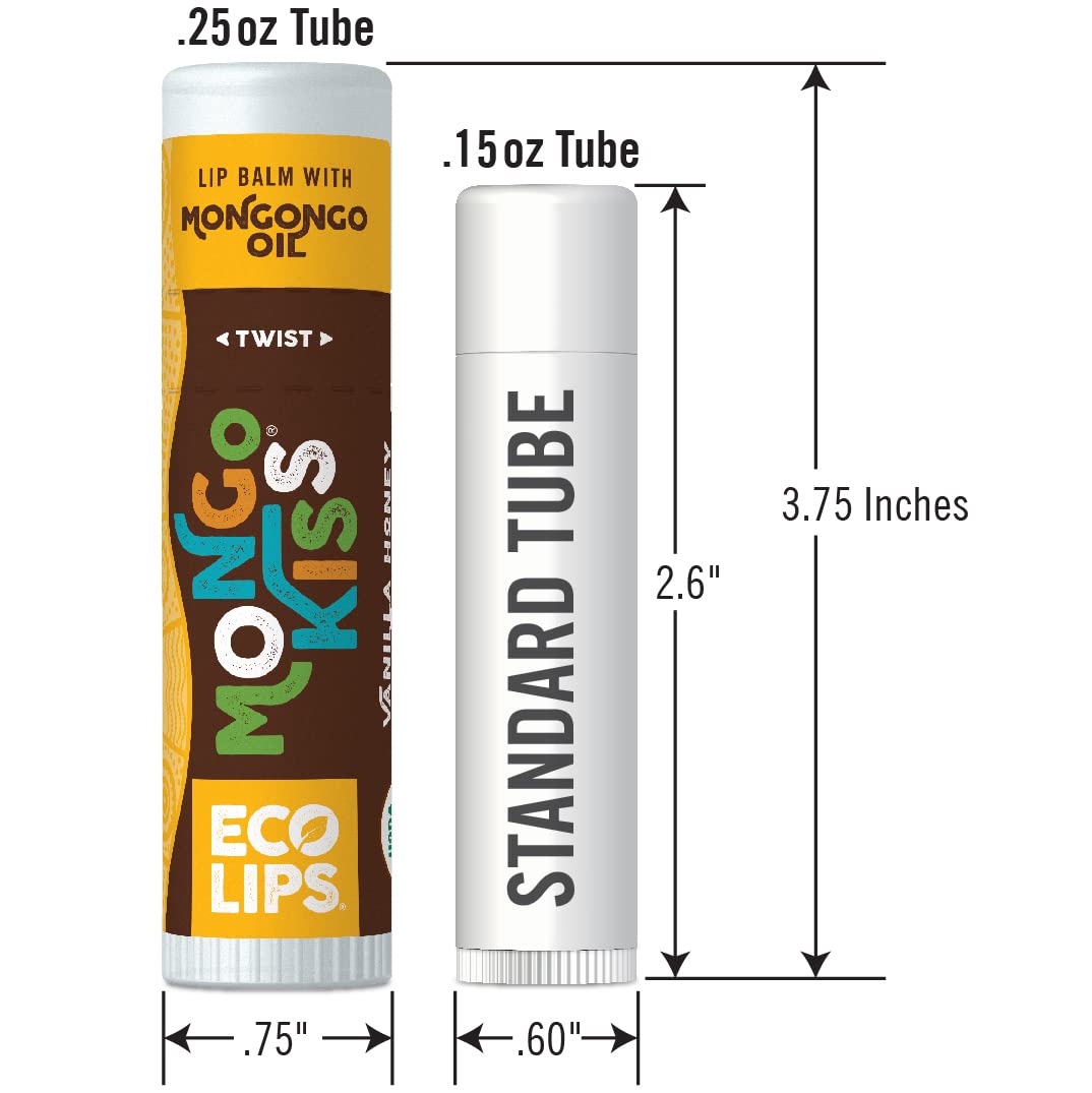 Eco Lips Mongo Kiss Organic Lip Balm 4 Pack – 100% USDA Organic – Peppermint & Vanilla Honey