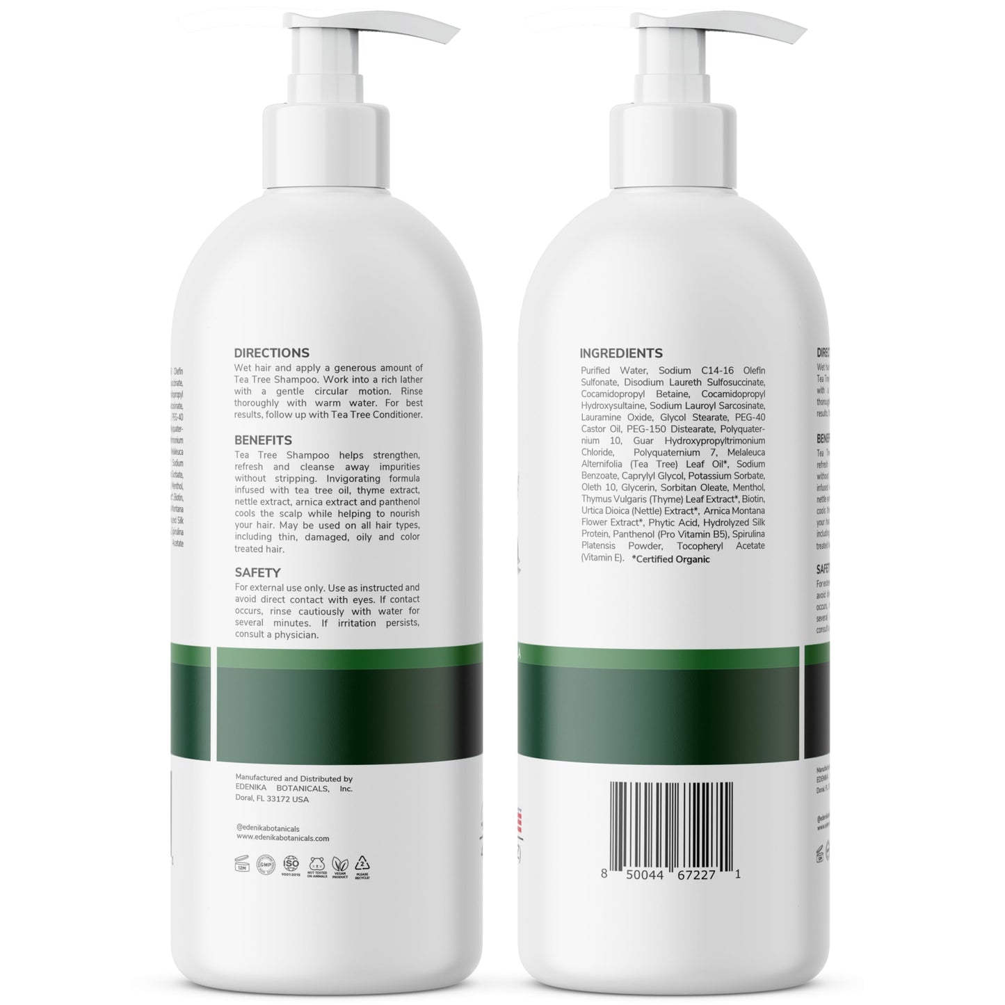EDENIKA BOTANICALS Tea Tree Oil Shampoo – Soothes Itchy Scalp, Deep Cleansing, Sulfate-Free