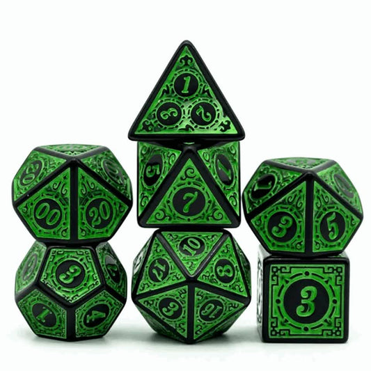Emerald Runes | Soft Edge Dice | Acrylic | 7 Piece Set