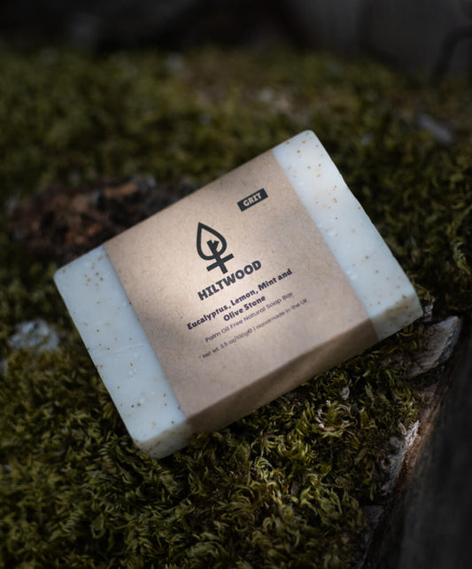 Eucalyptus Lemon Mint and Olive Stone Natural Soap Bar (With Grit)