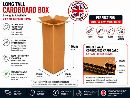 Extra Long Double Wall Cardboard Box β 31 x 26 x 140cm