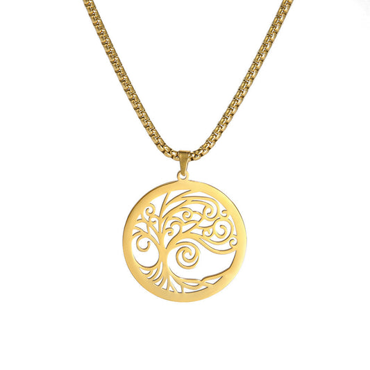 Hollow-out Bristle Tree Pendant Necklace