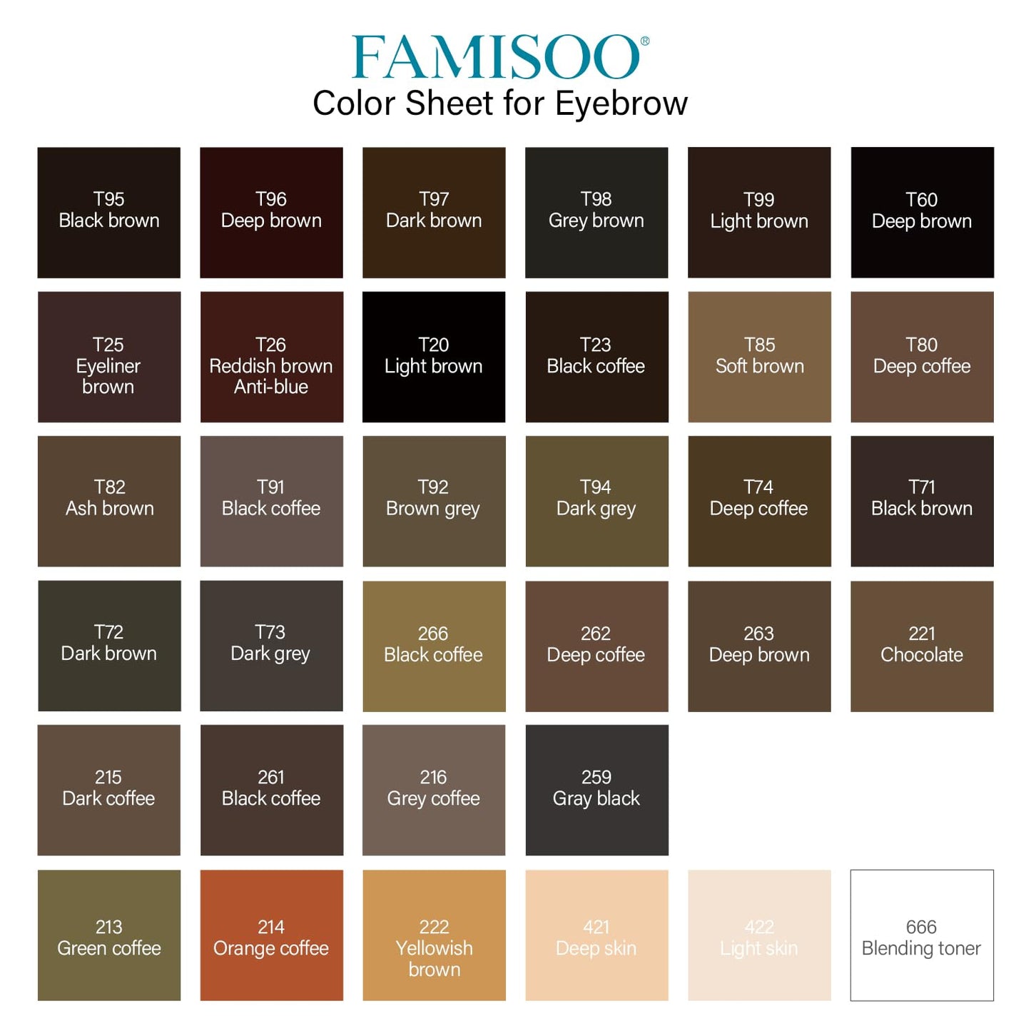 FAMISOO PMU Pigments for Eyebrow 0.169oz/5ml – Long-Lasting Microblading Ink in 263 Deep Brown
