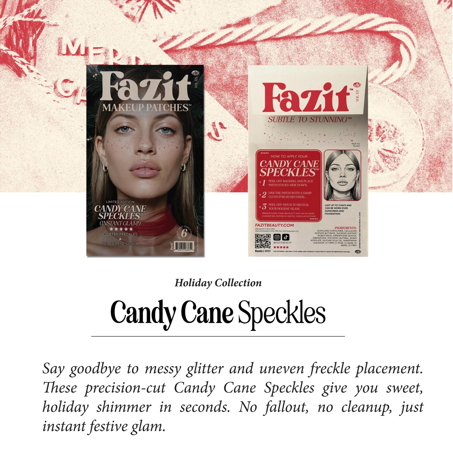 Fazit Candy Cane Speckles Makeup Patches | Glow Up Glitter Face Patches for Women