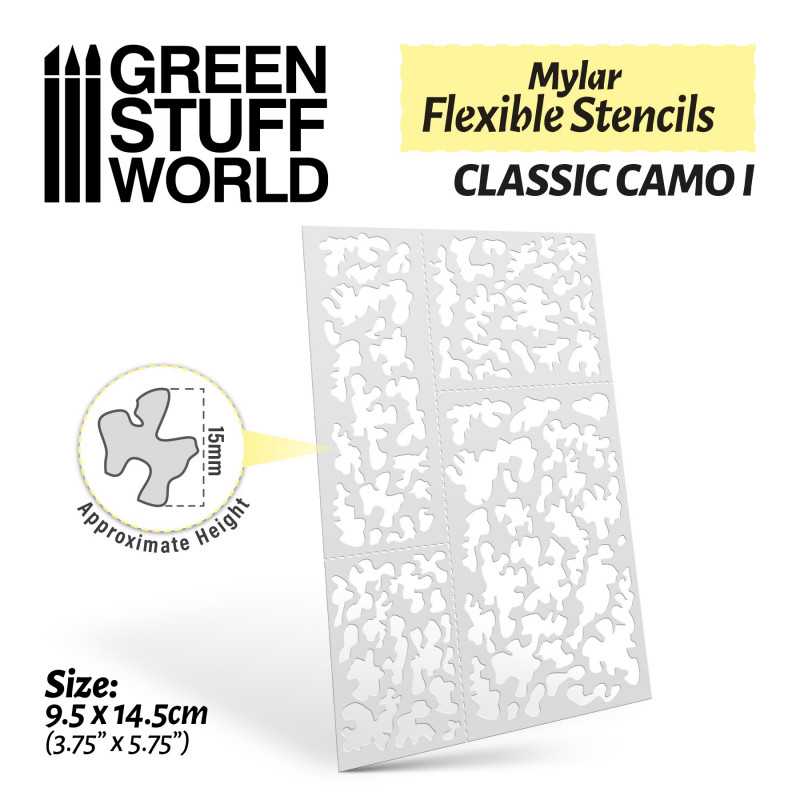 Green Stuff World - Mylar flexible stencils - Classic Camo 1 (15mm)