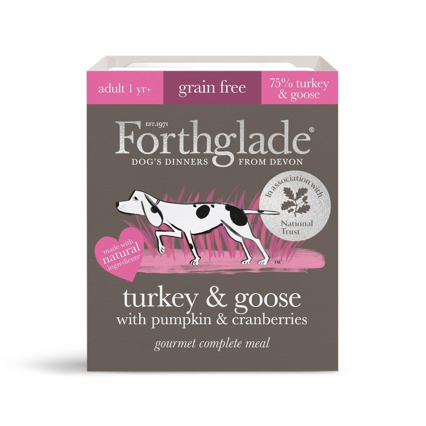 Forthglade Adult Gourmet Grain Free Turkey & Goose with Pumpkin & Cranberry Trays 7x395g