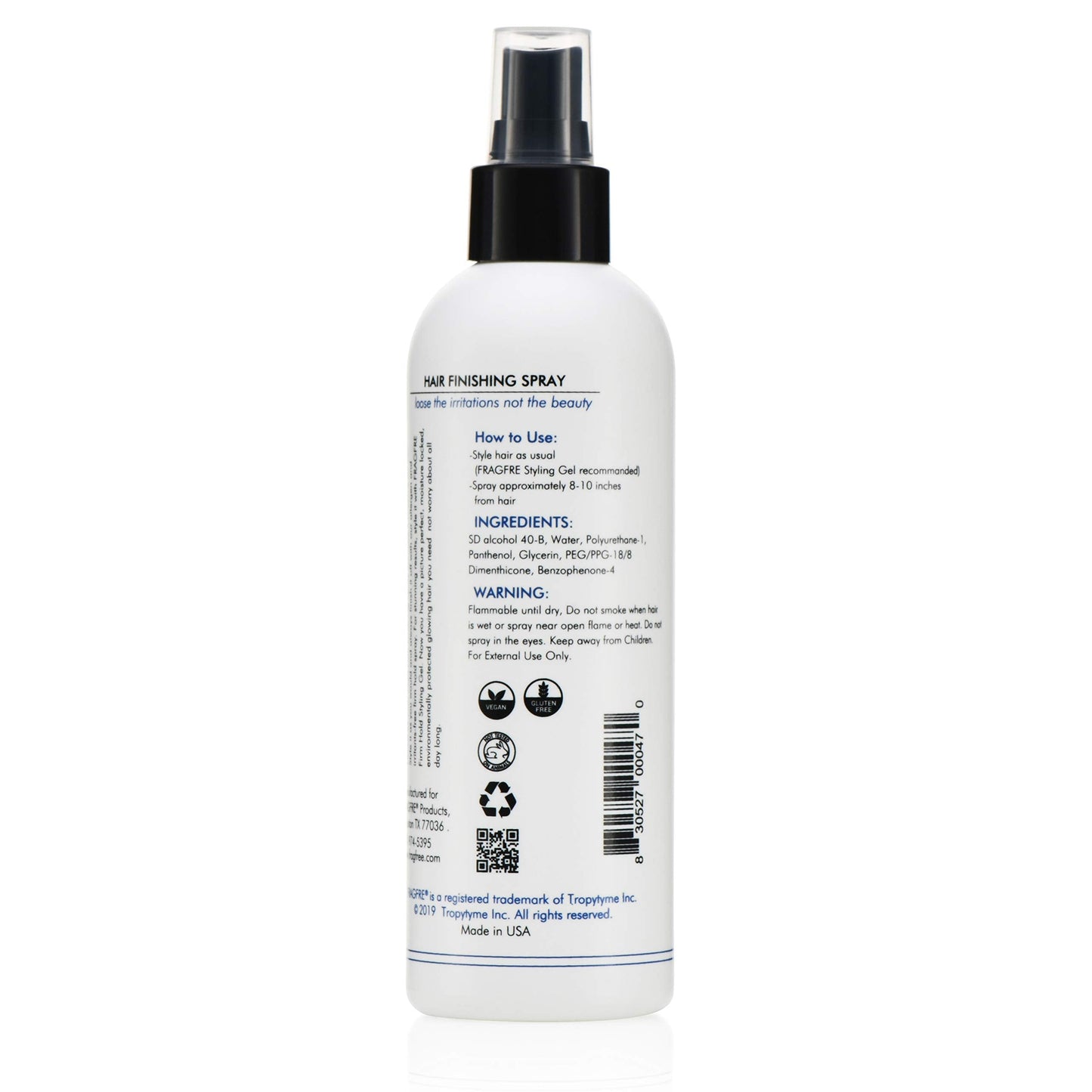 FRAGFRE Hair Finishing Spray – Fragrance-Free, Hypoallergenic, 8 oz