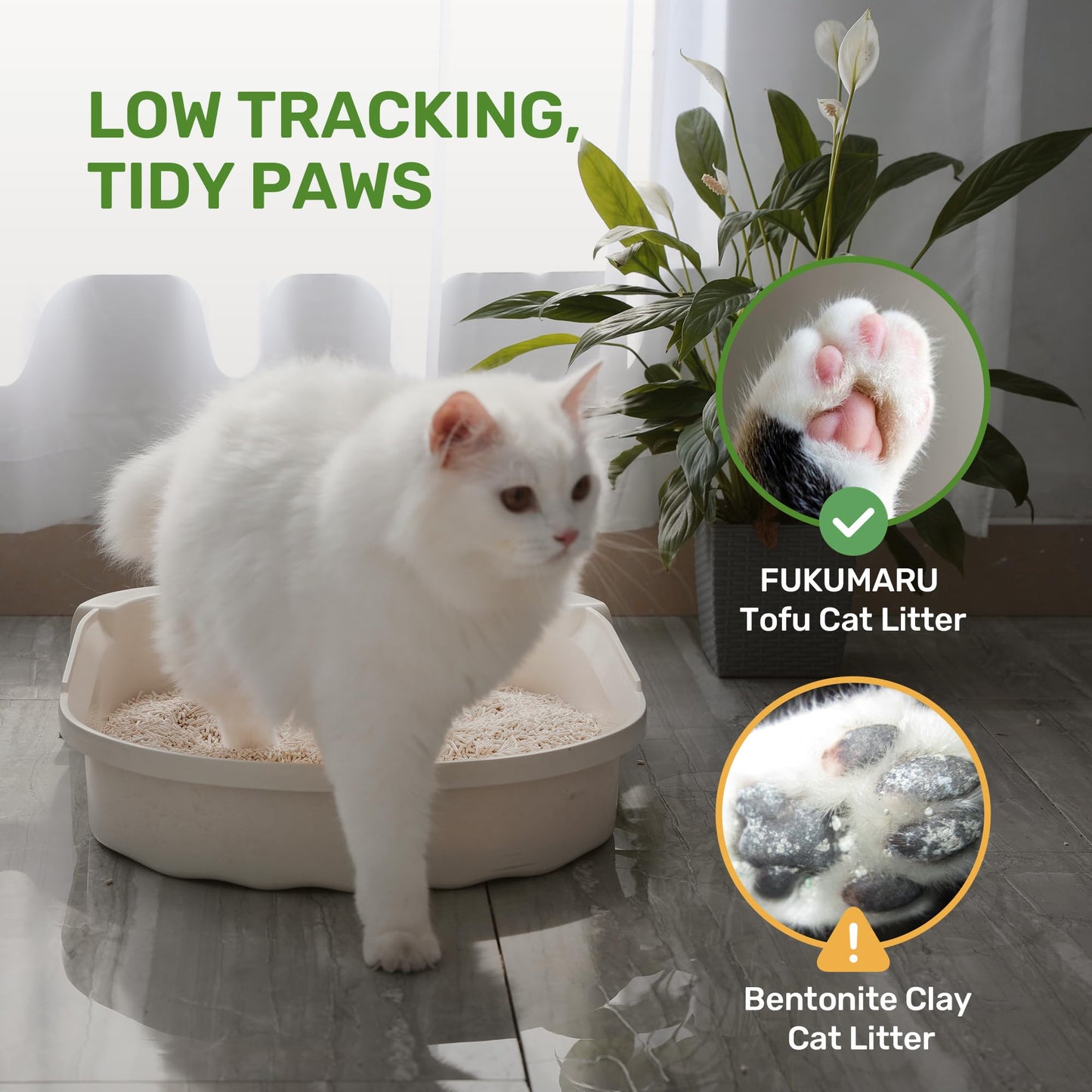 FUKUMARU Tofu Cat Litter – 32lb, Fast Clumping, Odor Control, 100% Natural