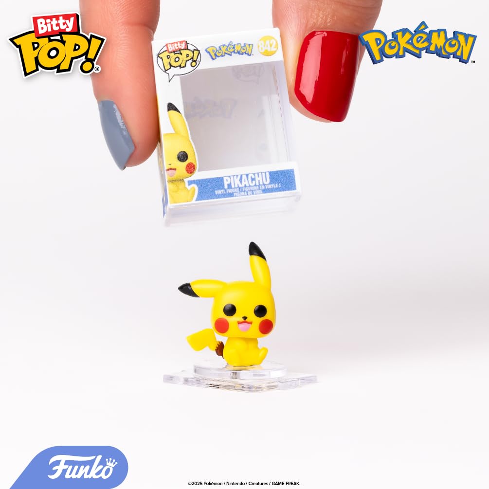 Funko Pop Bitty Pokémon Collection – Pikachu, Vaporeon, Caterpie & Cubone 0.9" Figures + Stackable Display Case