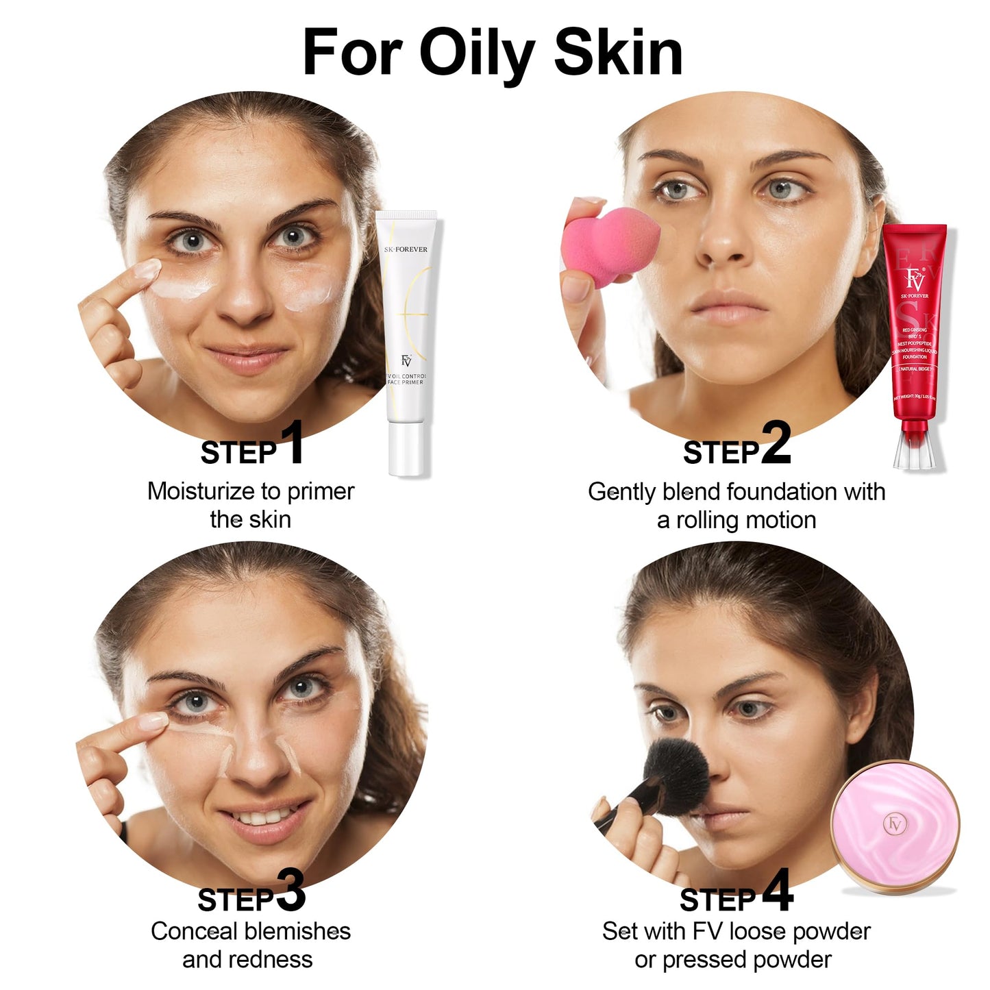 FV 2 Pack Waterproof Foundation – Lightweight, Medium Coverage, Matte Finish, Long-Lasting Oil Control for Oily Normal Skin (Natural Beige, 1.05 fl oz)