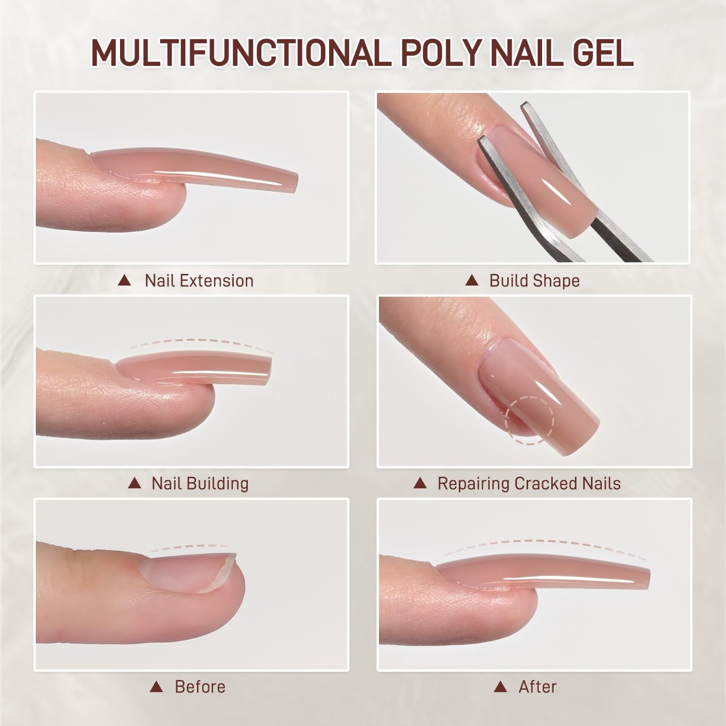 GAOY Crystal Poly Gel 60g Nude 03 – Nail Extension Builder Gel for Beginner & Pro