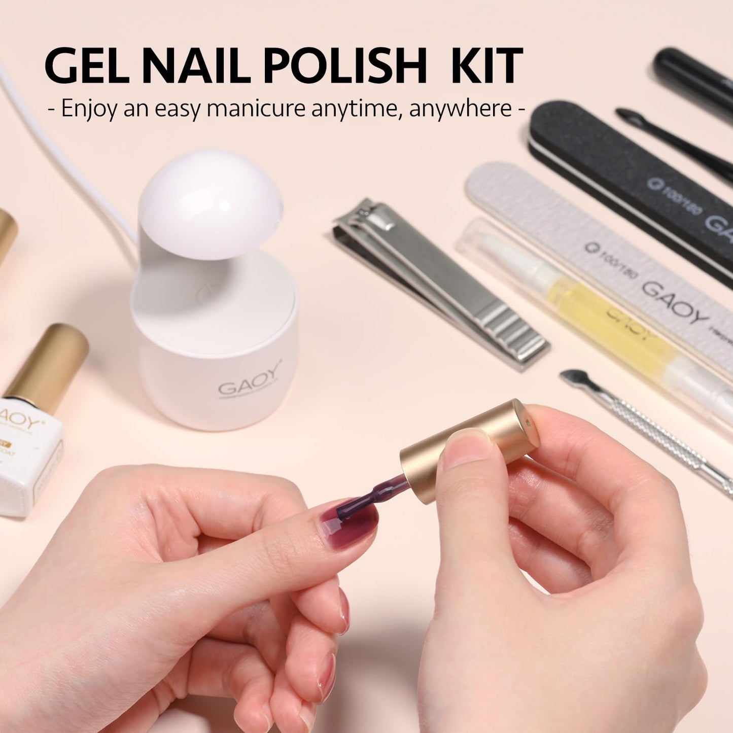 GAOY Gel Nail Polish Kit with UV Light for Beginners – 6 Colors Rose Garden