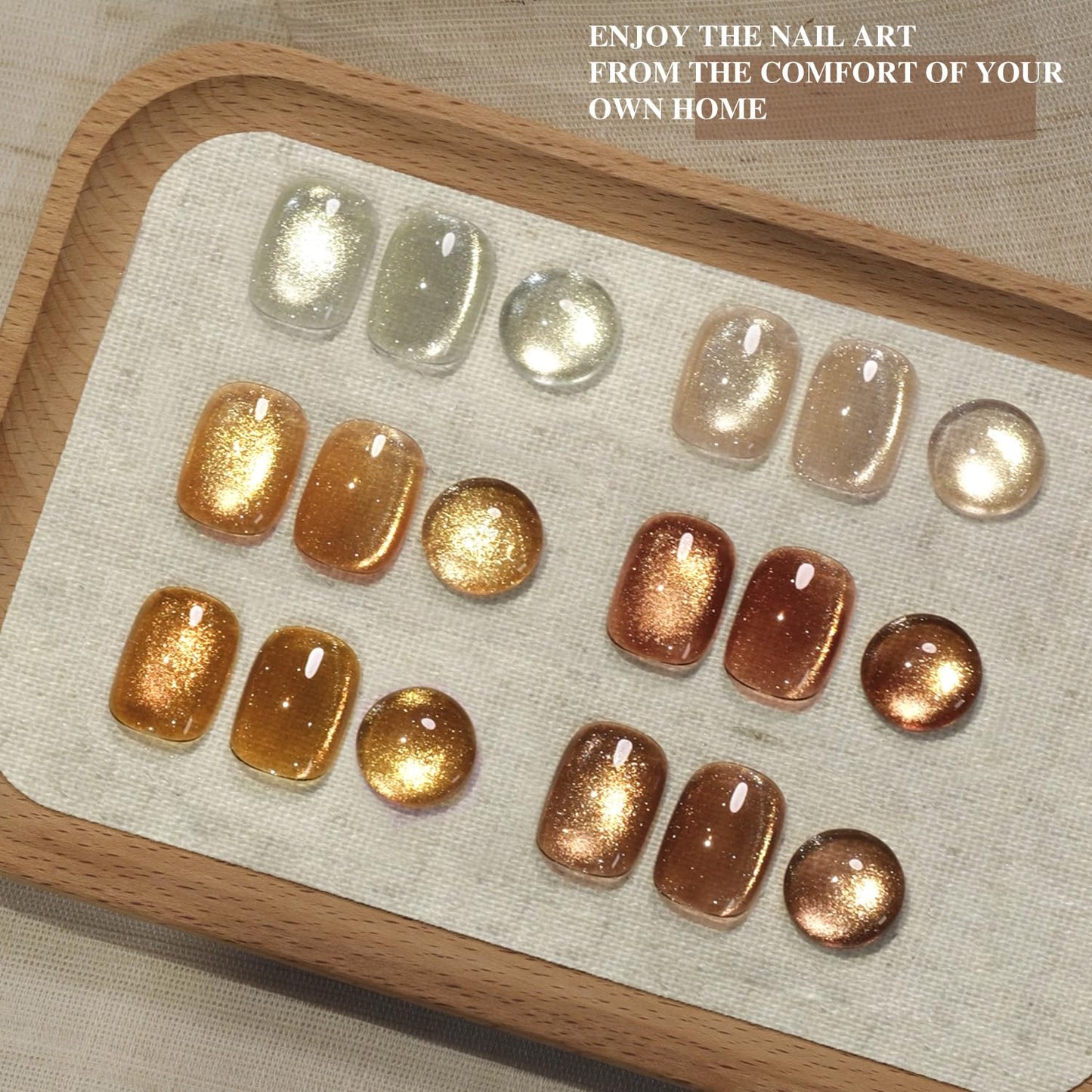 GAOY Glitter Cat Eye Gel Nail Polish Set with Magnet – 6 Colors for Home Salon (Sunshine)