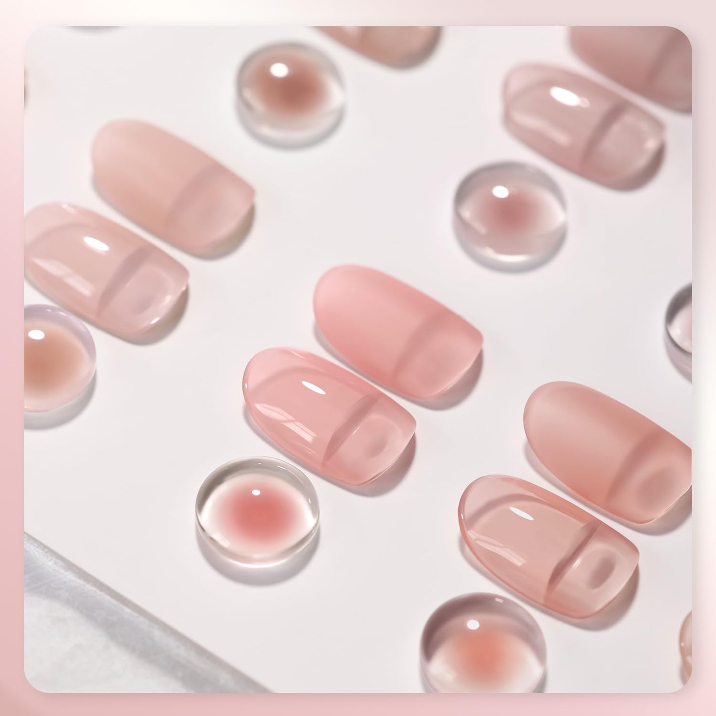 GAOY Nude Jelly Gel Nail Polish Kit – 6 Milky Pink Brown Shimmer Colors for Home Manicures