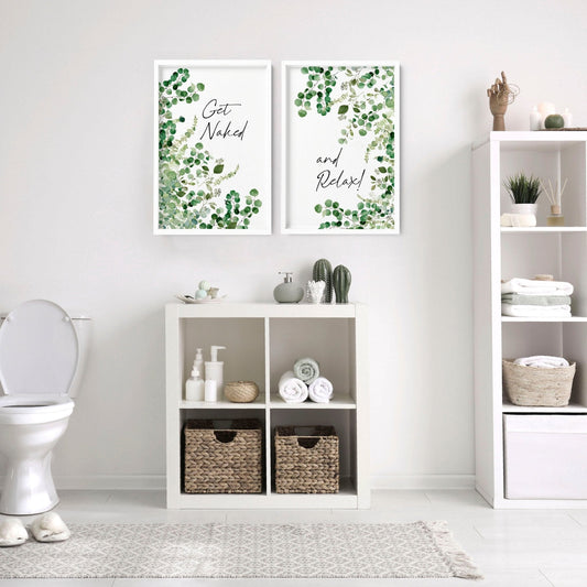 Framed picture for bathroom | Set of 2 wall art prints